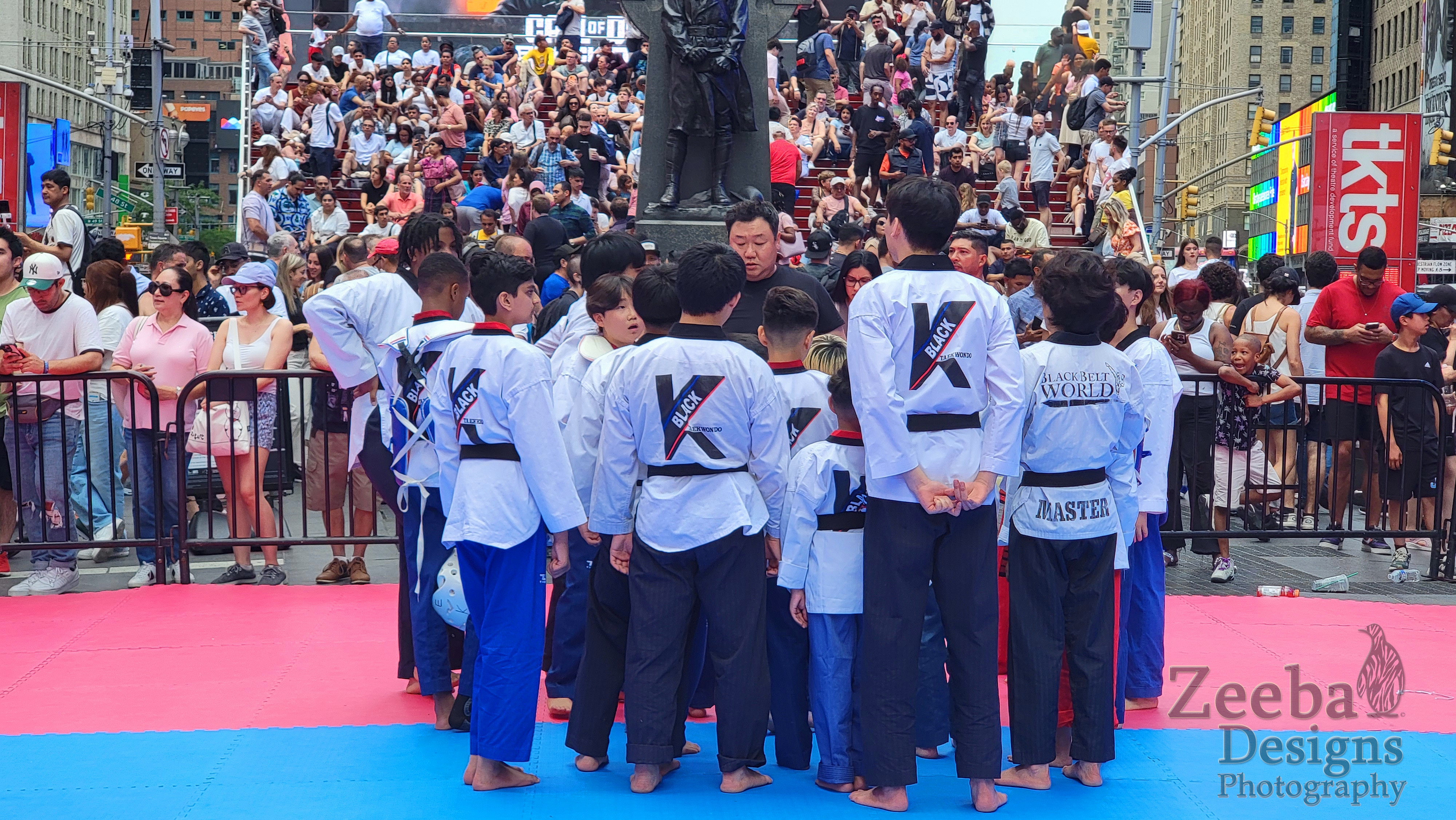 Demonstration Team performing dynamic Taekwondo choreography
